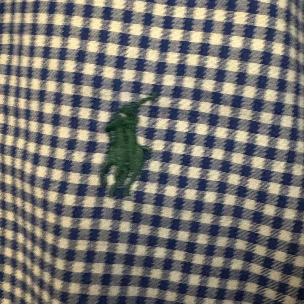 Ralph Lauren Boys Navy Gingham Button Down Shirt Size L 14-16 Cotton Long Sleeve